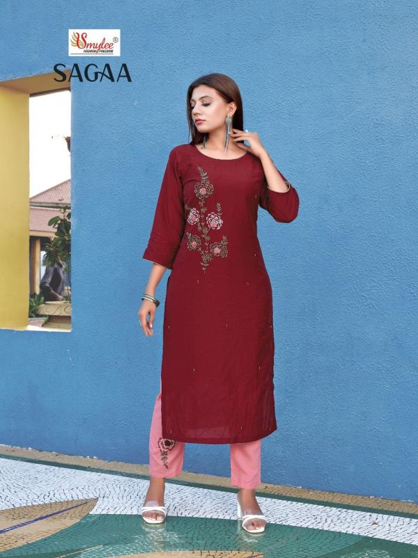 Smylee Sagaa Designer Rich Look Silk Kurti With Bottom